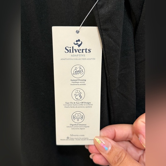 Silverts Black Embellished Long Sleeve Womens Top Assisted Dressing Small NWT - Picture 12 of 16